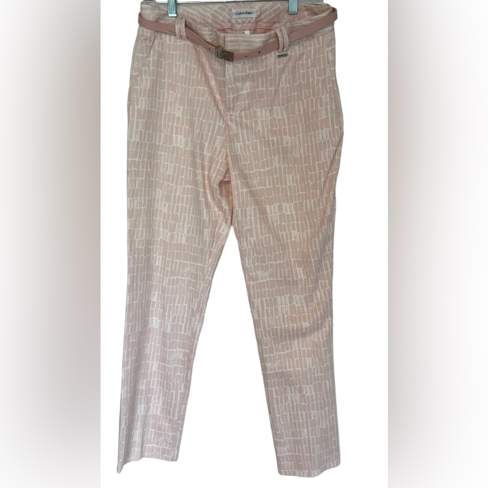Calvin Klein Women’s Tapered Smart Pants with Belt Sz8 Work Casual Minimalist